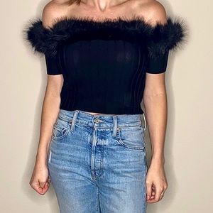 For Love and Lemons Fur Crop Top, Bon Bon Crop Top, XS